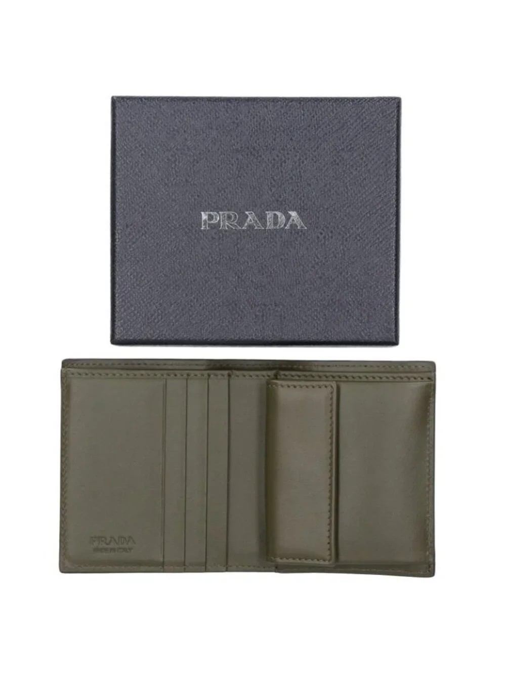Prada Bifold Triangle Plate Leather Wallet